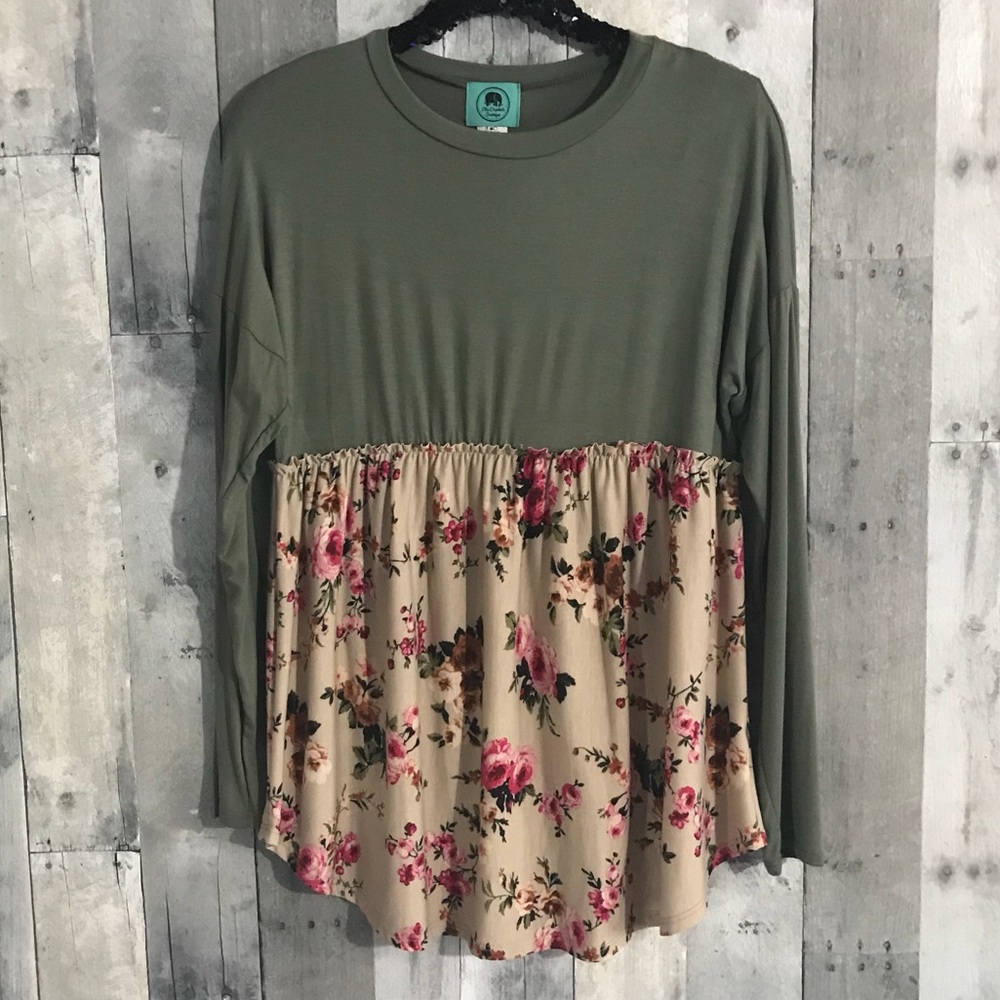 Beautiful Fall Boho Bohemian Tunic Top with Floral